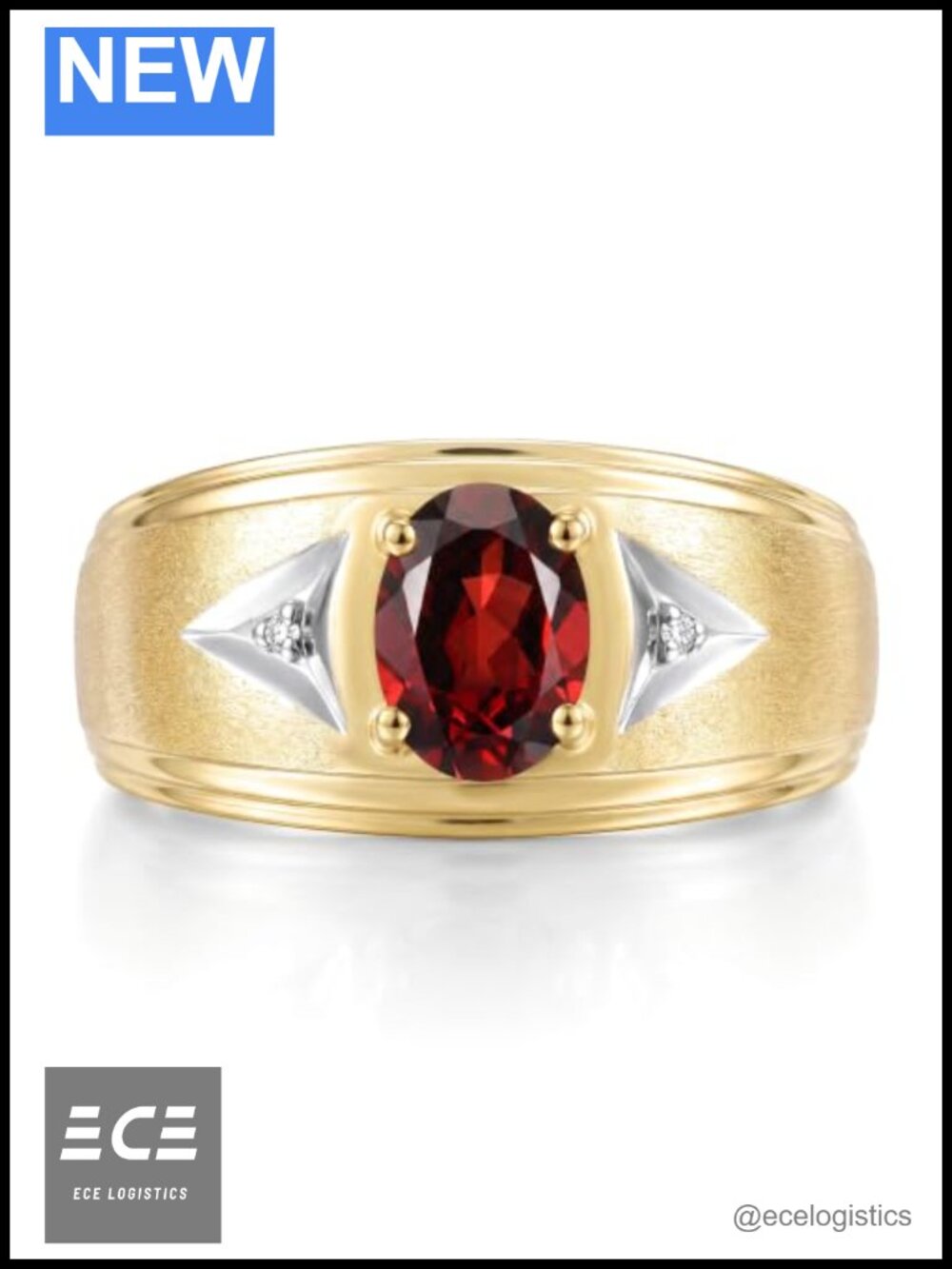 Men's Oval Gemstone Diamond Ring Yellow Gold Plated Silver